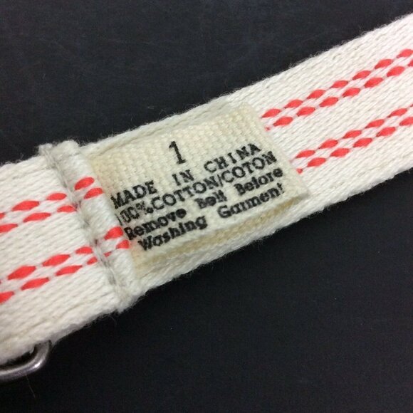 Hollister Belt Size XS D Rings Webbed Cotton Cream Orange Striped Nautical - Picture 4 of 4